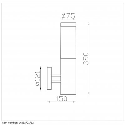 J- KIBO Wall light IP44 H39cm E27 Stain Chrome  14863/01/12 - obrázek