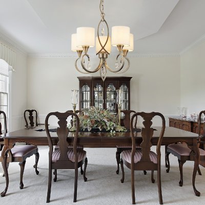 1605-5AB ALBERTO závěsné v provedení mosaz antik křišťál a textilní st - obrázek