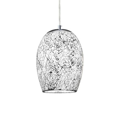 8069WH CRACKLE závěsné svítidlo kov mat chrom a bílé mozaikové sklo 1x - obrázek