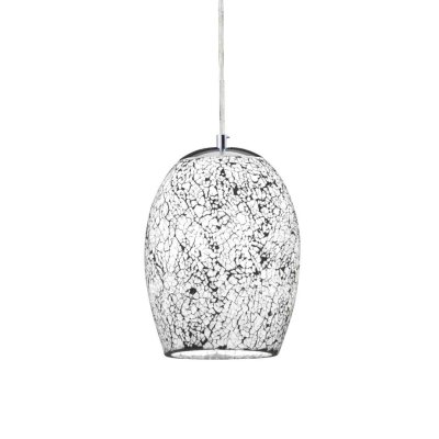 8069WH CRACKLE závěsné svítidlo kov mat chrom a bílé mozaikové sklo 1x